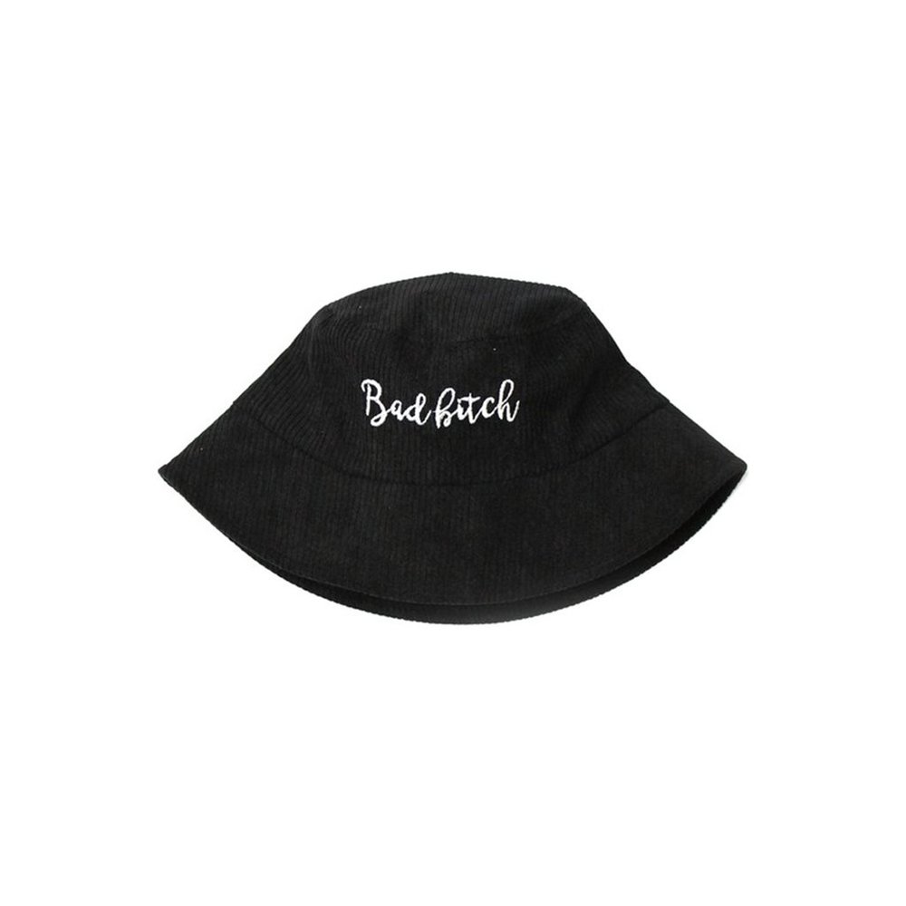 Bad B!tch Cursive Embroidered Bucket Hat - Black/White